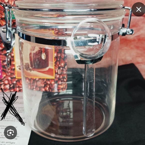 Dunkin Donuts Vintage 1996 Glass Coffee Bean Canister With Scoop! Holds 1 lb - Picture 2 of 15